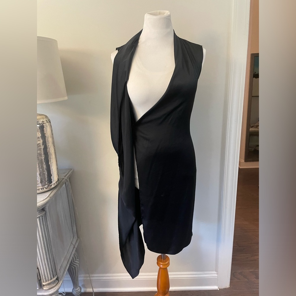 ALLSAINTS ARINA BLACK SATIN WRAP DRESS SIZE 4 - Picture 6 of 13